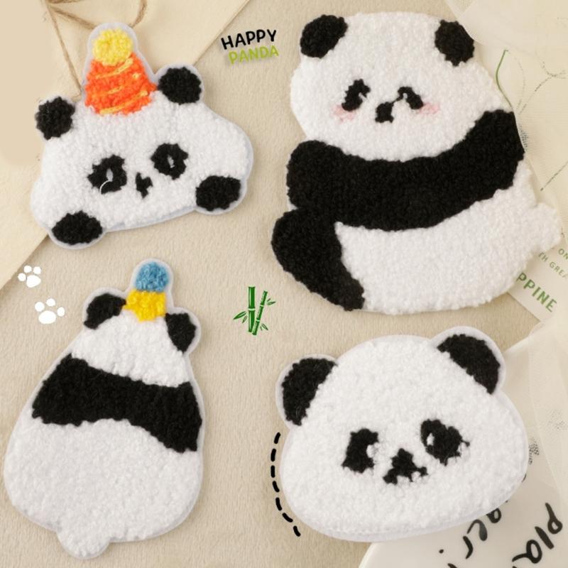 4Pieces Panda Theme Patches Iron On/Sewing On Cartoon Appliques For Personalizing Caps And Shoes Bags Great For All Ages