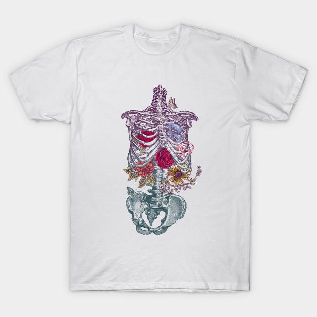 Men Black Print T-shirt Rib Cage No-Cut Transfer Paper Print Cotton Tshirt 3XL