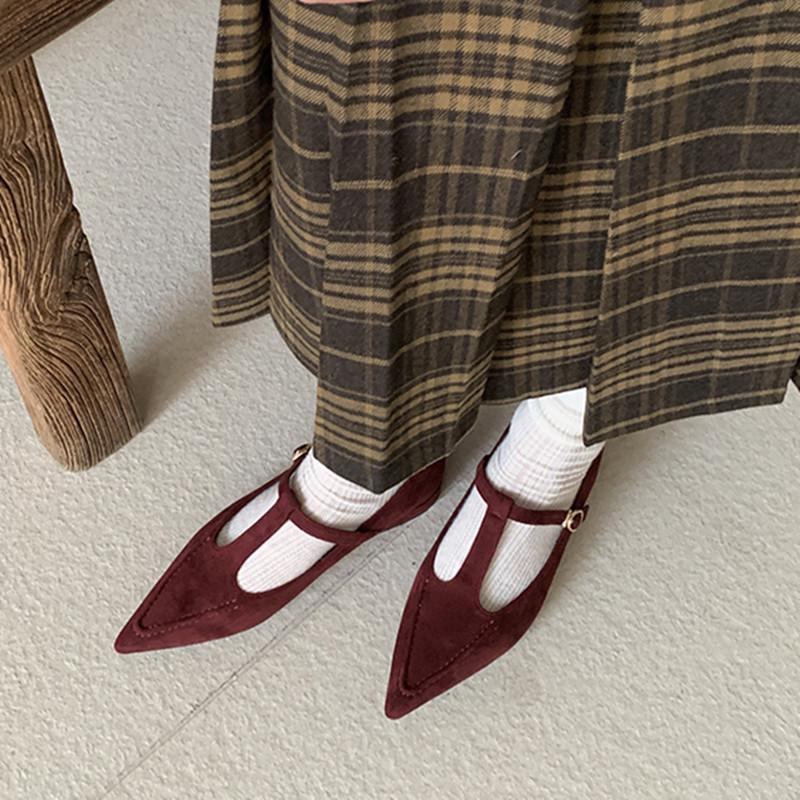 

Мода Bailamos 2024 Осень Женские балетки с острым носком Сексуальные неглубокие сандалии-слипоны Обувь Мода Низкий каблук Женские Элегантные Туфли-лодочки для платья 39 красный