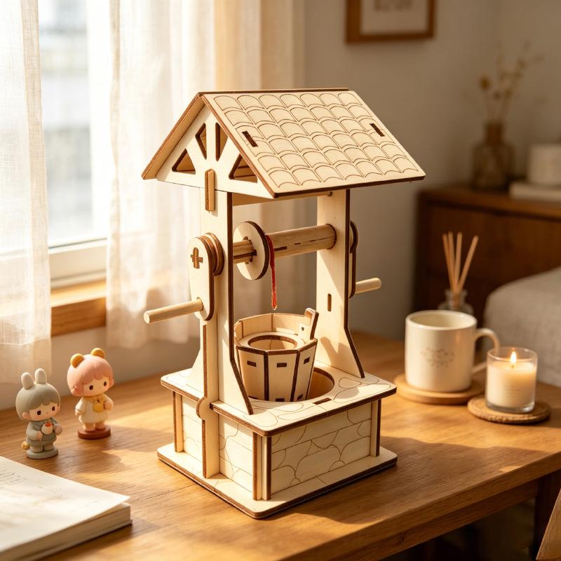 3D Wooden Educational Science Pavilion - Handcrafted Children's Assembly Toy