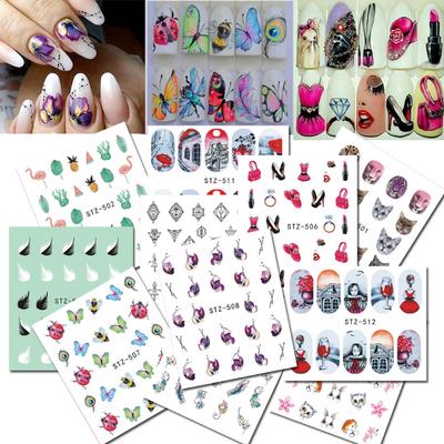 Nail Sticker DIY Water Transfer Nail Art Animal Feather Printed Nail Art Decorations 5Sheets/Lot Girls Women  Bead