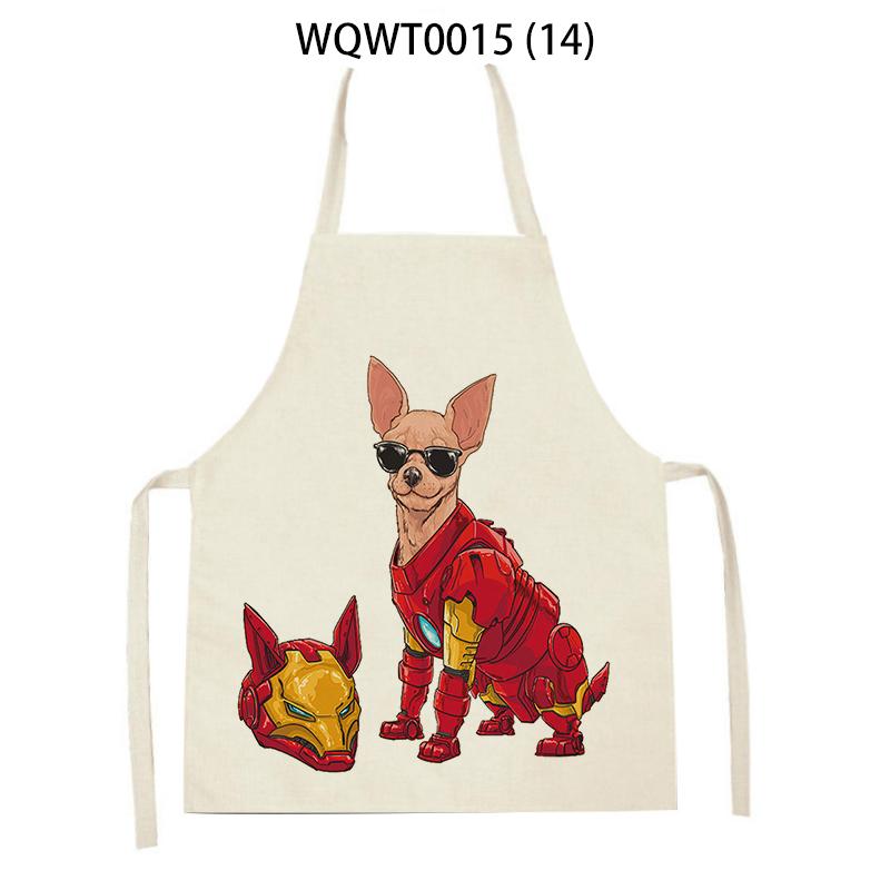 Adult Kids Kitchen Apron Funny Cartoon Dog Printed Sleeveless Linen Baking Aprons for Men Women Home Cleaning Tools Delantal