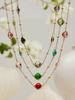 Stylish European & American Stainless Steel Jewelry Set with Square Faceted Glass Stones: Includes Bracelet, Necklace, and Earrings