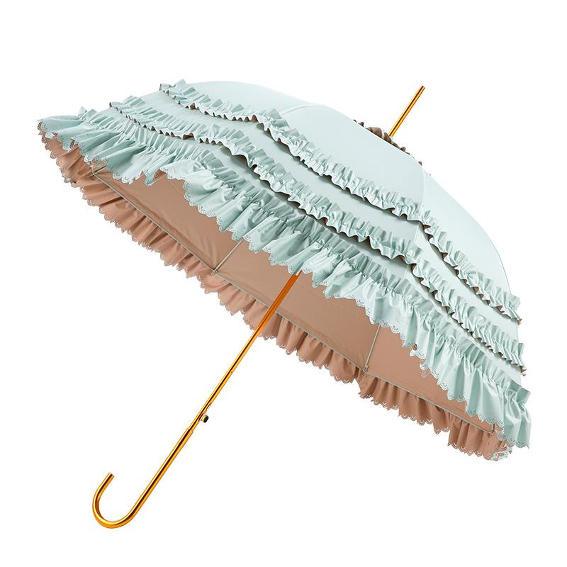 Full blackout loilta color glue sunscreen umbrella princess umbrella skirt lace lace full blackout Lolita long handle umbrella woman