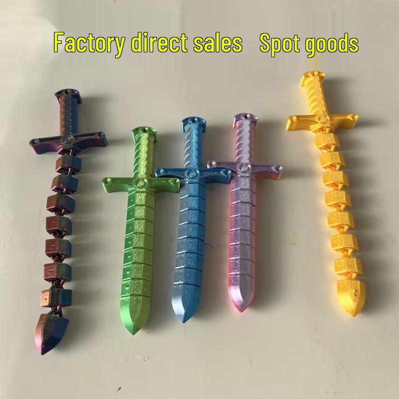 Deformable 3D Printed Sword Whip Toy - Stretchable, Flexible, and Ideal for Stress Relief