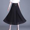 Black Skirt Women's Summer Dress Mid-length Culottes Pleated High Waist Eight-point Wide-leg Pants Skirt