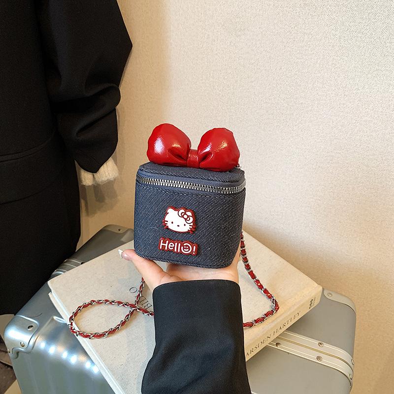 

2025 Новый Милый Мультяшный Джинсовый Кошелек для Монет через Плечо с Бантиком для Девочек чёрный