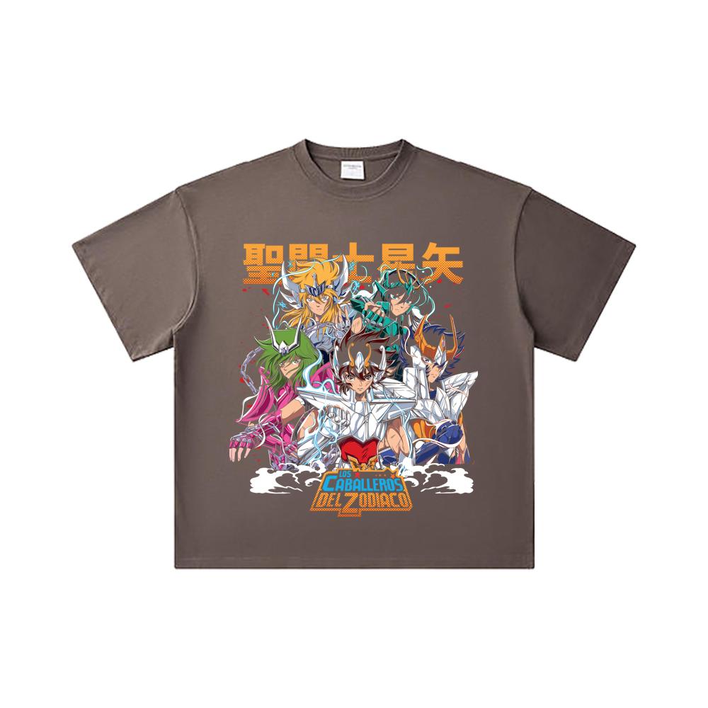 260 GSM Double Yarn 32 Count 100% Cotton Saint Seiya V1 Print Unisex Heavy Cotton T Shirt