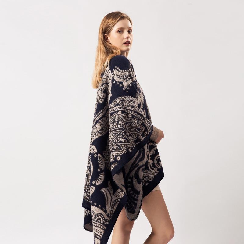 Fashion Autumn and Winter Hot Sale Big Cashew Imitation Cashmere Women's Scarf Versatile Thickened Warm Shawl Cape