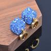 Pass Titan Stahl Blau Strass Stereo Quadratische Ohrringe Verblassen Nicht Farbe Edelstahl Schmuck