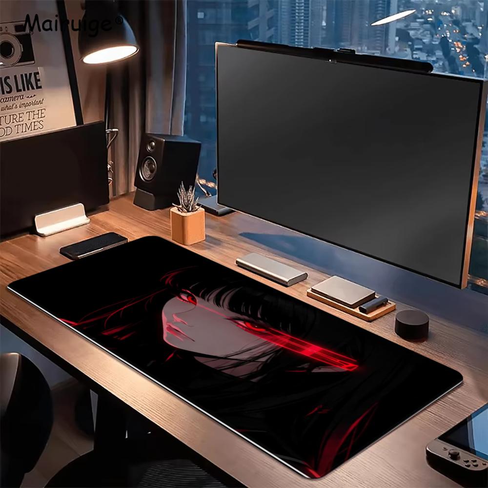 Dunkler Gothic-Stil Rote Augen Mädchen Mauspads Schreibtischmatte Schreibtisch-Interieur Mauspads Gamer Spielmatte Gaming-Raum Dekoration Großes Mauspads