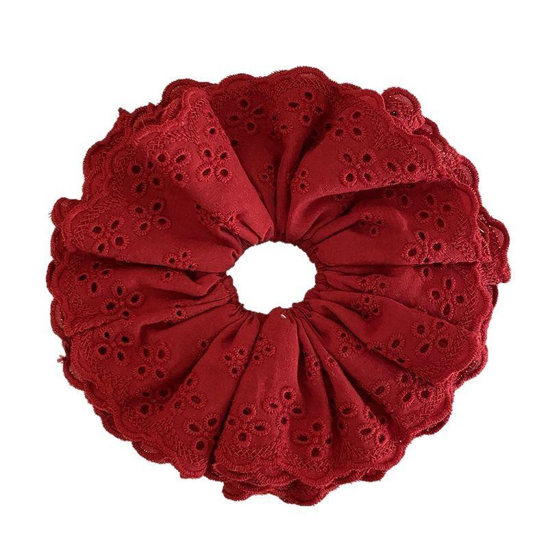 18cm Korean Candy Color Fabric Lace Scrunchie Band Sweet Oversized Rubber Bands Ponytail Tie Headbands Women Hair Accessory
