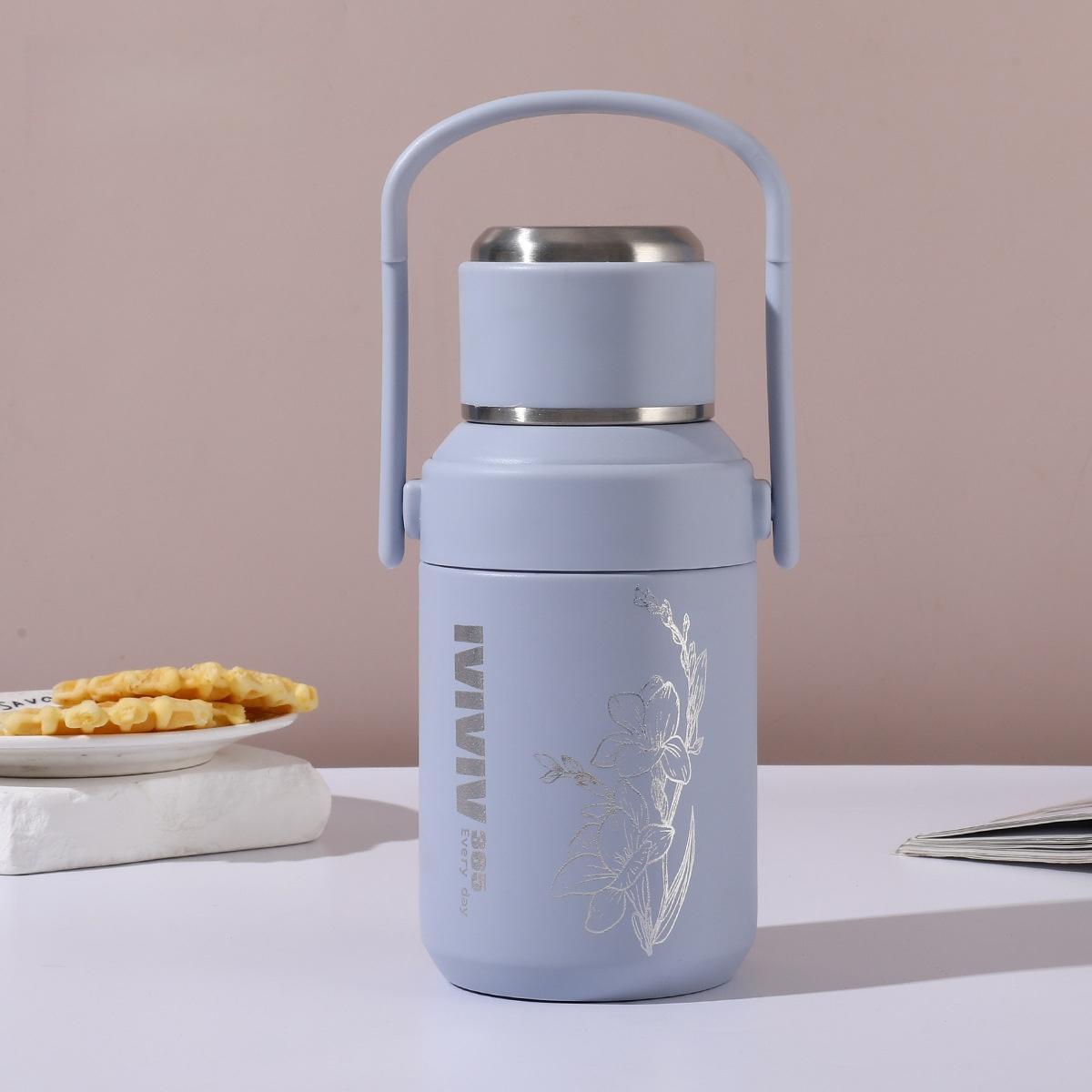 1pc 800ml  Floral Insulated Water Bottle - Lightweight Travel Thermos with Handle, Large Capacity Hydration for Outdoor