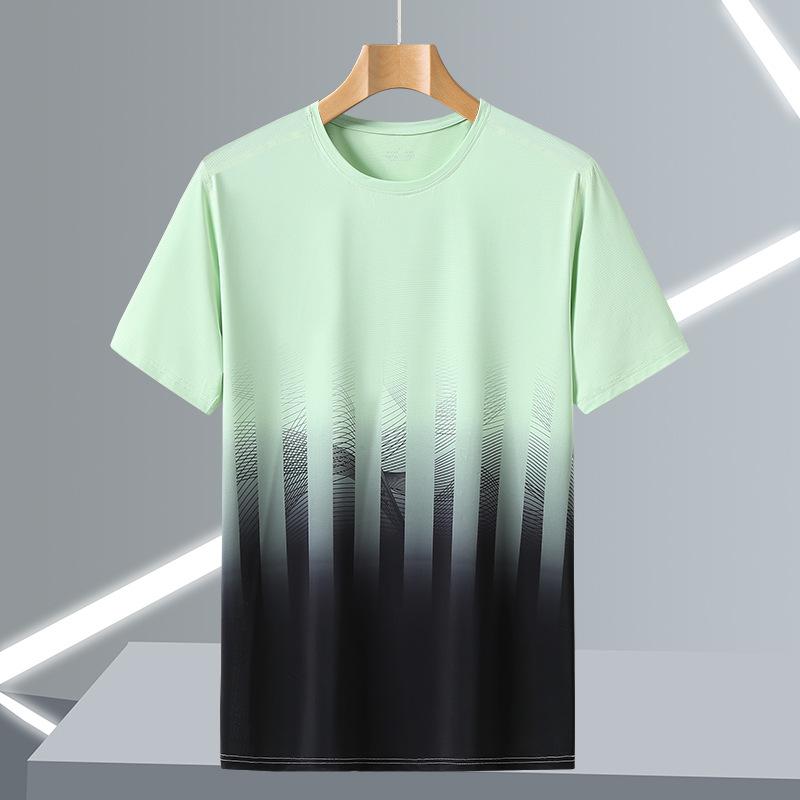 Men's Summer Gradual Round-neck T-shirt Plus Size Loose Casual Trend Short-Sleeve Quick-drying Comfortable Soft T-shirt