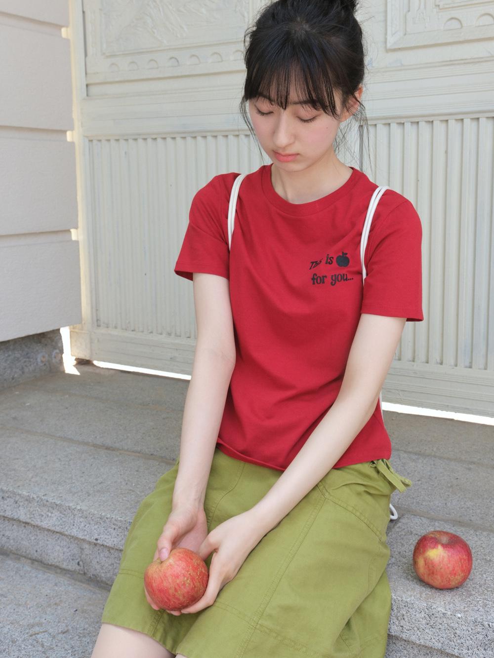 Aisseommeoli Appel T-Shirt - Red [Apple T-Shirt Red] Red