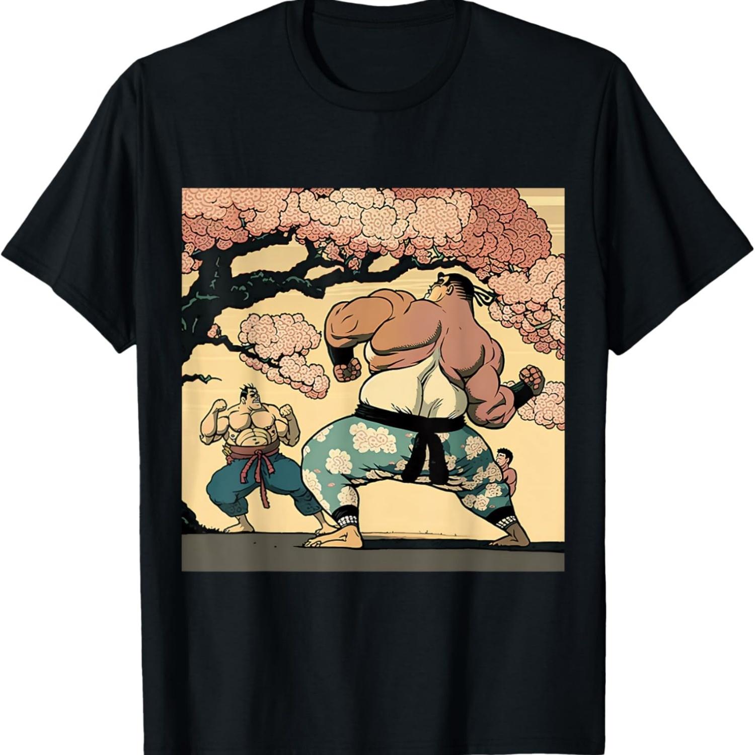 Sumo Wrestling Match Under Cherry Blossom T-Shirt S чёрный
