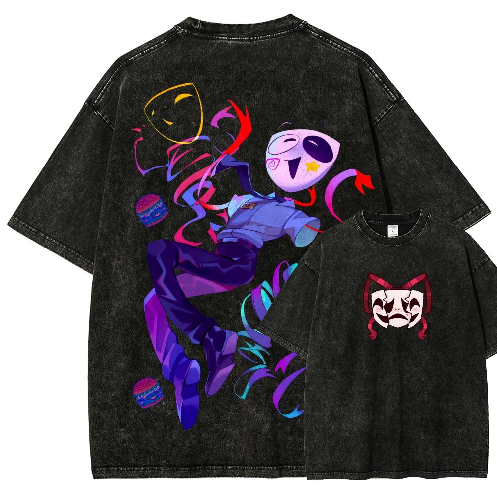 Trendsetter Loose Clothes The Amazing Digital Circus Anime Liefhebber Gewassen T-shirt Kleding voor het hele jaar hoge kwaliteit persoonlijkheid Kleding Grote Maten Unisex Nieuw Model Koppel tee L