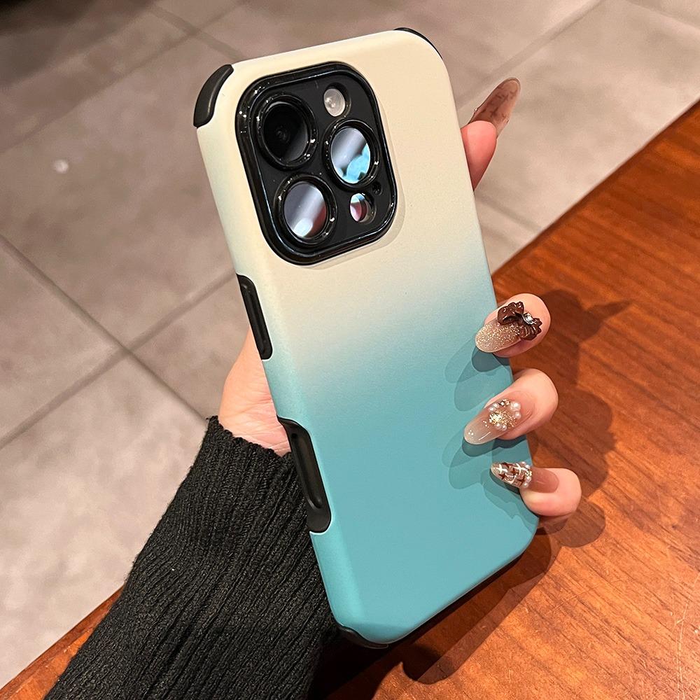 Fashion Silicone Gradient Color Phone Case For iPhone 11 12 13 14 15 16 Pro Plus Matte Bumper Cases Cover