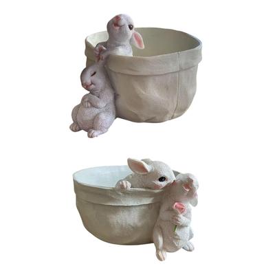 Resin Flowerpot with Rabbit Statue for Living Room And Balcony Use