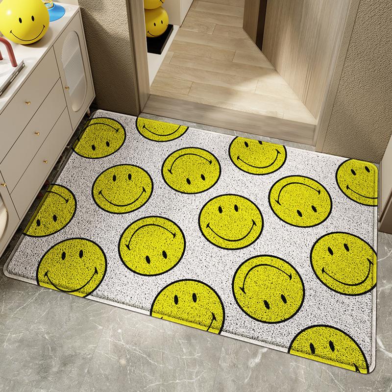 Simple Smiley Face Mat Entry Door Dirty Ins Home Porch Non-slip Mat Silk Ring Sand Dust Removal Mat
