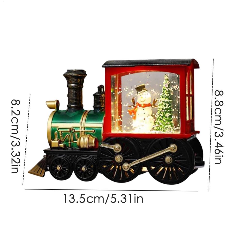 Christmas Snow Globes Lantern Retro Christmas Lanterns LED Glittering Ornaments Small Train Figurines Santa Claus Snowman