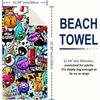 Vibrant Pop Art Print Microfiber Beach Towel - Tropical Style, Geometric Pattern, Rectangular Shape, Fabric, Perfect for Beach