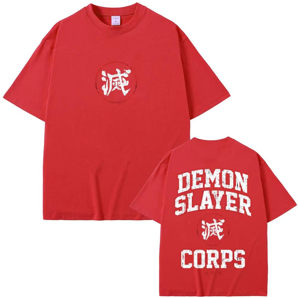 Anime Demon Slayer Corps Logo Graphic T-shirts Summer Men's Women Casual Cotton Retro Tshirt Male Oversized Short Sleeve T Shirt