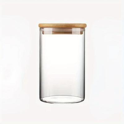Round Glass Storage Jars With Bamboo Lid For Coffee Beans Grains Noodles Food Storage Containers Kitchen Organizers Storage