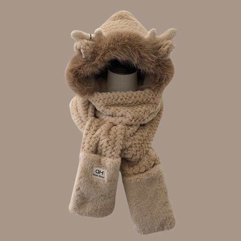 

Милый рождественский плюшевый набор шапка и шарф с рогами