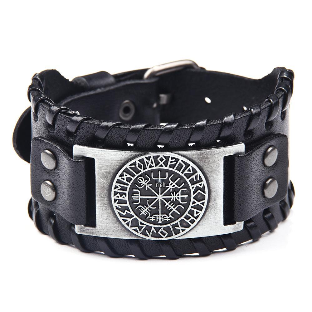 Qinuo Vintage European and American Genuine Leather Bracelet - Classic Simple Design.