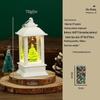Christmas LED Snow Globe Lantern with Santa and Snowman Décor, Candlestick Night Light Ornaments.