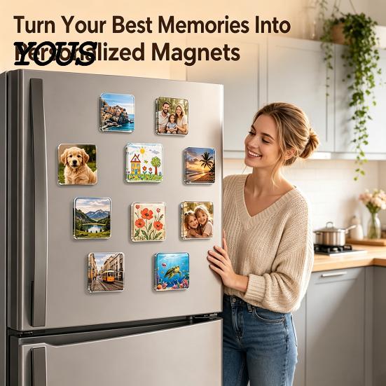Magnetic Photo Frame Set 10/20/50Pcs DIY Fridge Magnet Kit, Clear Acrylic with Adhesive Backing, Custom Picture Making for Crafts Craft