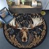 Moose Round Area Rug,Carpet Rug for Living Room Bedroom Sofa Playroom Decor,Non-slip Floor Mat