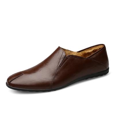 Fashion Lightweight Loafers Warm with Fur Mens Moccasin Shoes Winter Men Flats Breathable Casual Slip-on Comfortable Plus Size Footwear