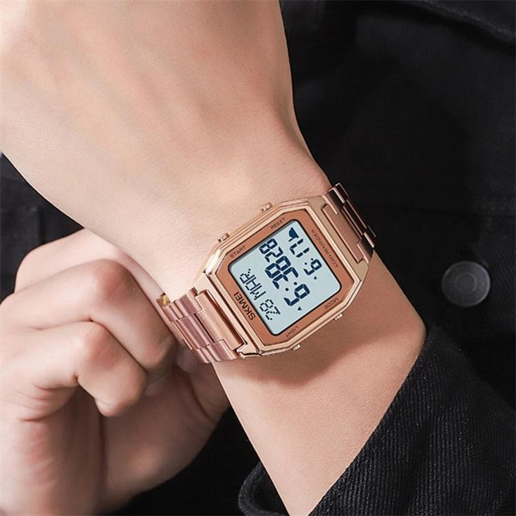 SKMEI 1763 Men's Luxury Sport Square Digital Watch Alarm LED Chronograph Japan Made Quartz Movement 30M Waterproof Stainless