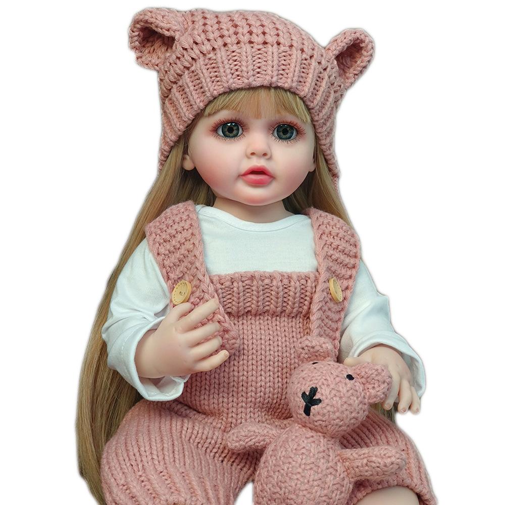 Rebirth Doll Simulation Baby Can Enter The Water Simulation Baby Accompanying Toy Full Glue Body 55 Cm Blooming Long Hair Girl