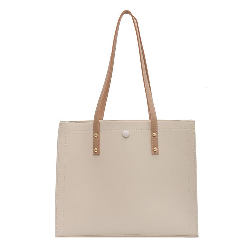 Classic PU Women s Shoulder Bag Large Capacity Tote Bag 2026 New Simple Women s Shoulder Bag Classic Commuter Handbag бежевый