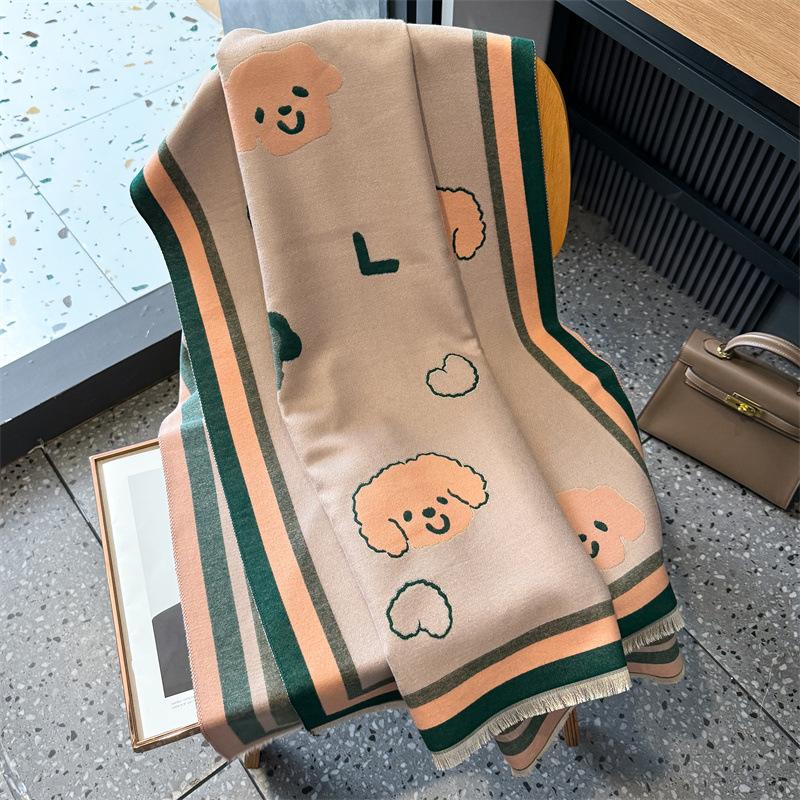 Double-sided Color Imitation Cashmere Scarf Winter Women's Versatile Multi-functional Shawl Scarf