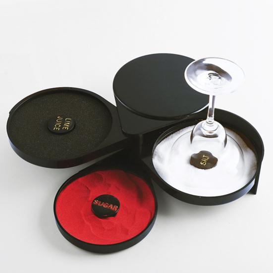 Glass Rimmer Food Grade Smooth Edge Multi-layer Dustproof Rotatable Multipurpose Plastic 3-Tier Bar Glass Cocktail Sugar Salt Rimmer Kitchen Supplies