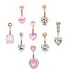 6/8Pcs Sexy Belly Button Rings Set Heart Zircon Navel Piercing Rings For Women Girls Body Piercing Jewelry Accessories Gifts