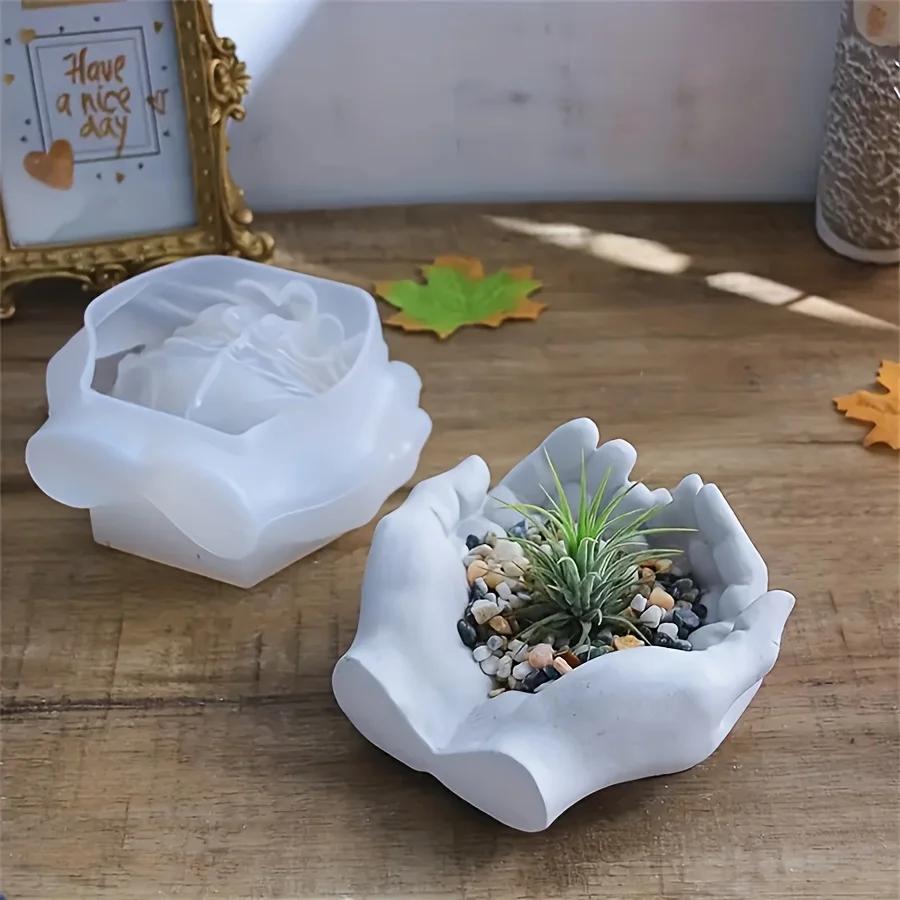 Hand-shaped silicone molds DIY handicrafts-Multifunctional resin cast trays, jewelry trays, candlesticks and succulent plants