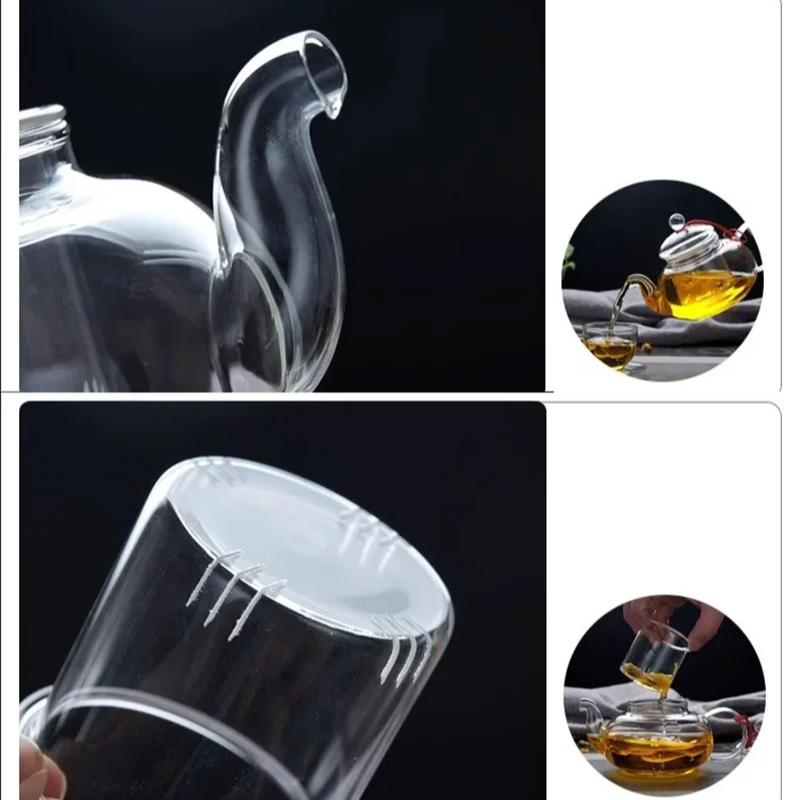 Bollitore da tè in vetro riscaldabile, Teiera in vetro borosilicato adatta per piano cottura e microonde con infusore in vetro rimovibile per tè sfuso