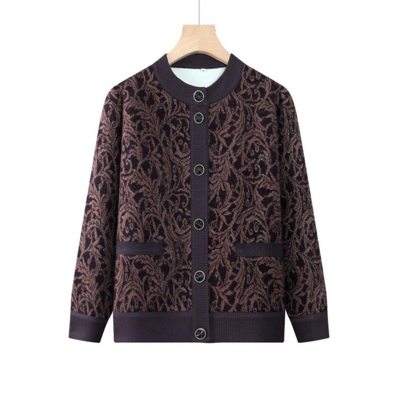 Medium-sized Elderly Autumn Women's Clothing Fleece Thickened Mother Warm Fleece Jacket Old Lady Casual Top
