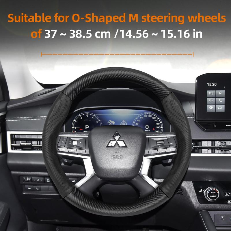 Cwnqah1 Cwmvjg1 Suitable for Mitsubishi Breathable Leather Matte Carbon Fiber Texture Steering Wheel Cover, Suitable for Outlander Phev Sport Eclipse