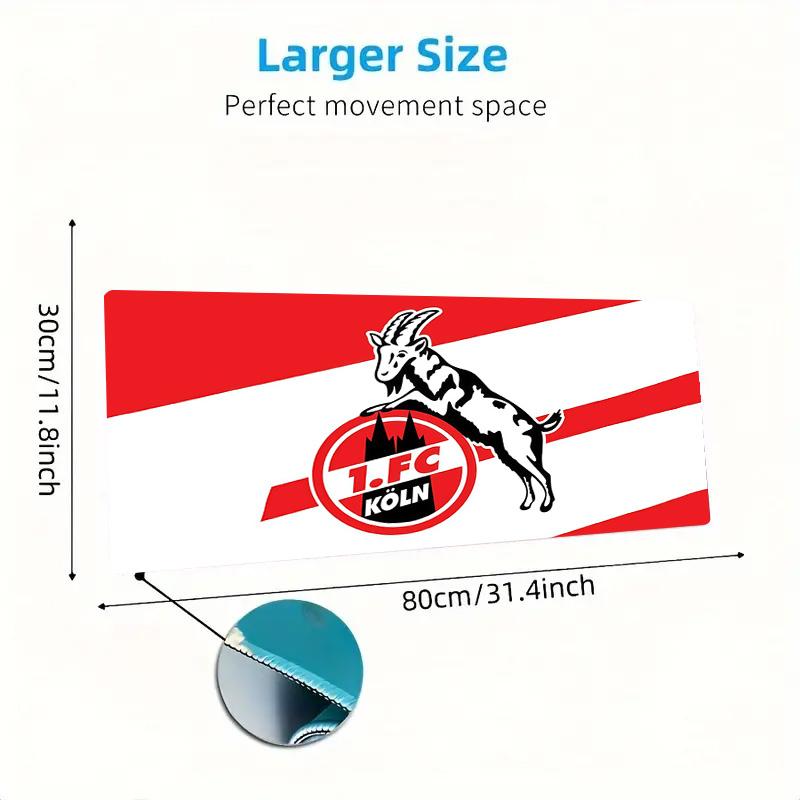 1. FC Köln Print  Cushion Non-slip Laptop Tablet Big Mousepad XXL Mat Mini PC Playmat With Lock edge