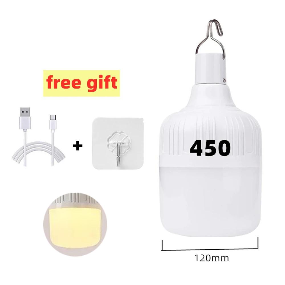 1-8pcs Portable LED Outdoor Camping Lights USB Rechargeable Lamp Hook Emergency Bulb High Power Tents Lantern Night Lights Bulb