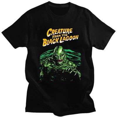 Individuelle Kreatur aus der schwarzen Lagune T-Shirts Kurzarm Baumwoll-T-Shirt Freizeit Halloween Horrorfilm T-Shirt Schlanke Passform Kleidung