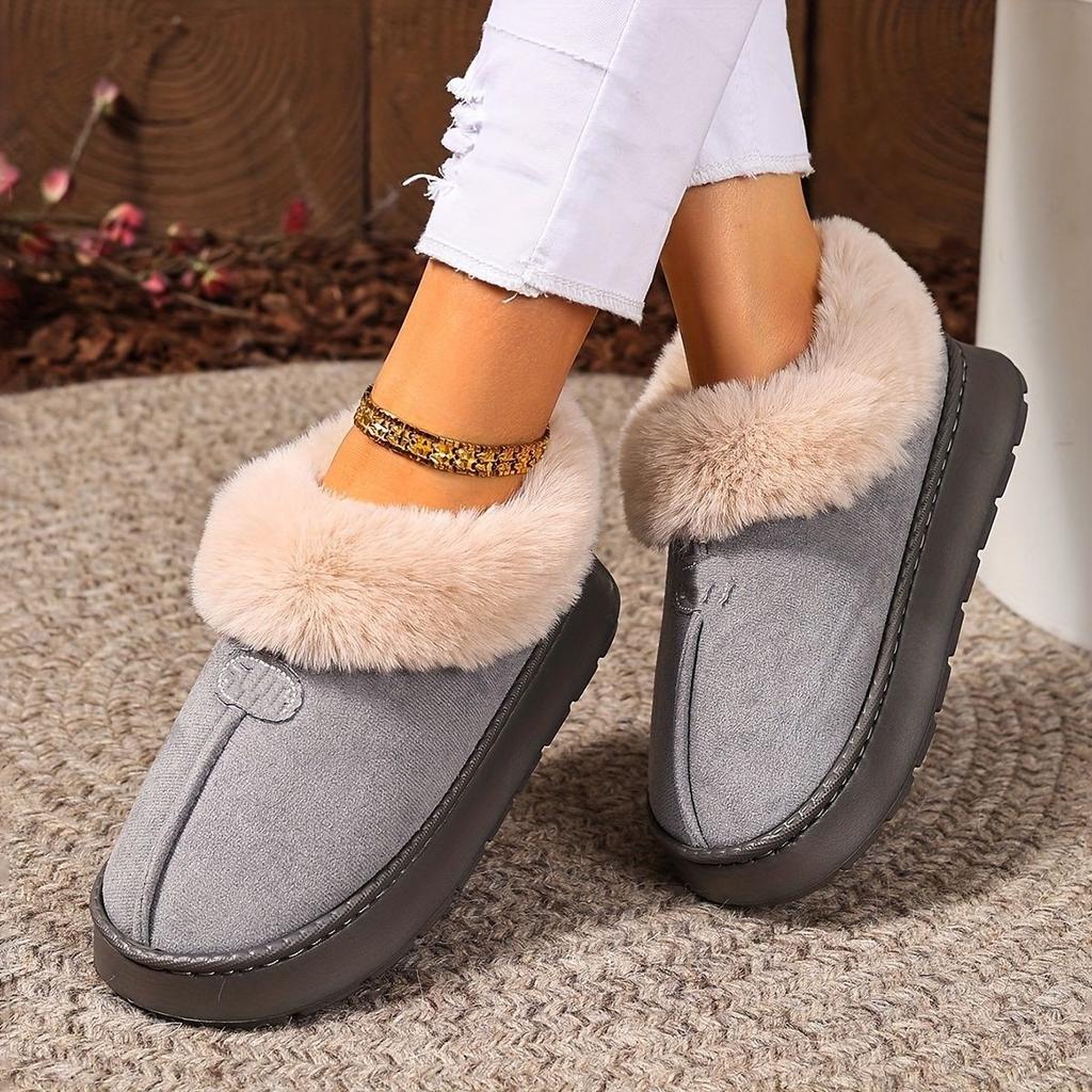 New Home Cotton Slippers Warm and Thickened Couple Models Simple Autumn and Winter Indoor Half Pack and Home Furnishing