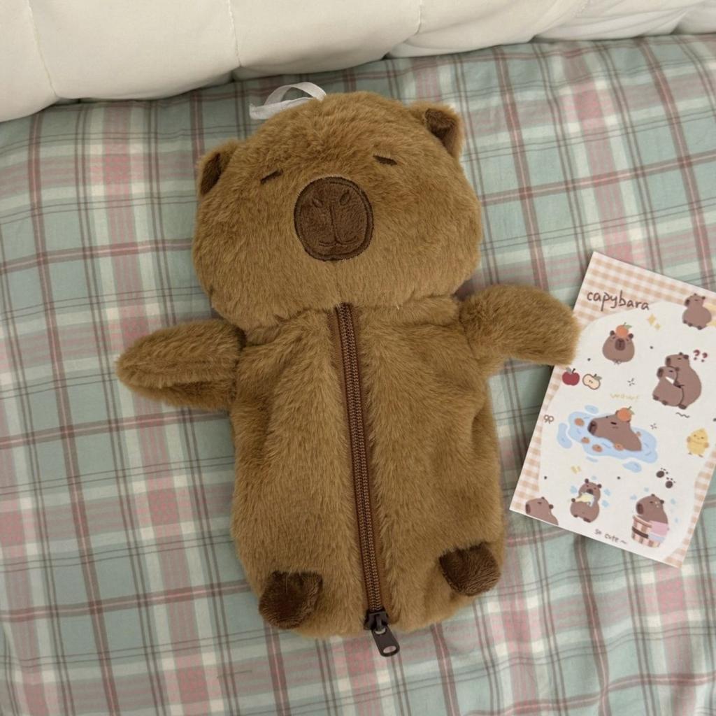 Creative Plush Capybara Pen Bag Large Capacity Pencil Case Multifunctional Stationery Storage Bag Pen Bag Gift
