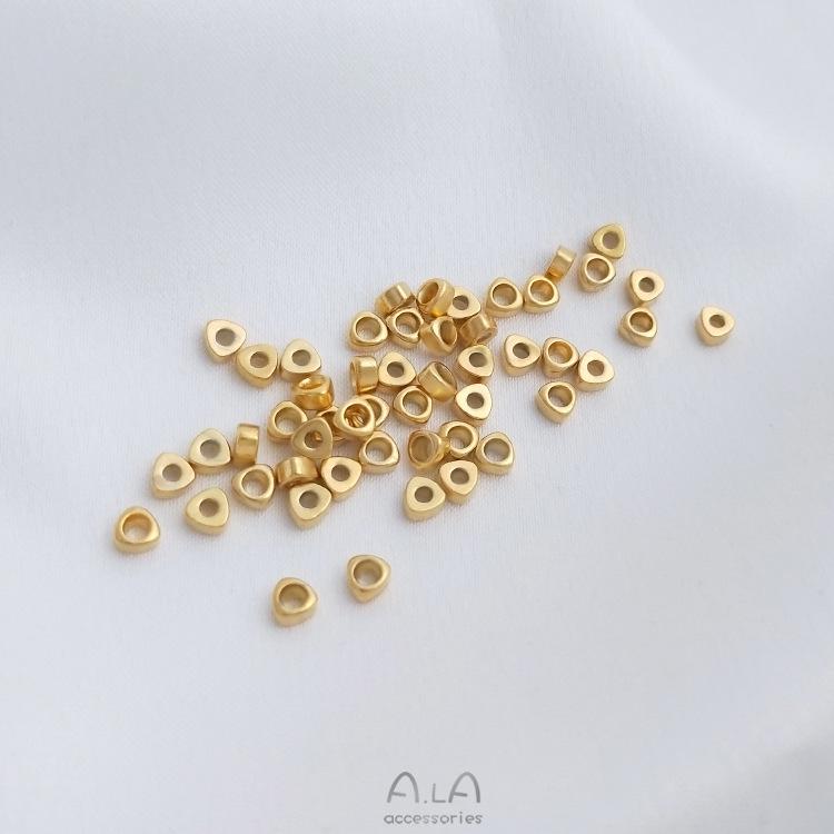 Gold Shimmer Loose Beads: Color-Retentive Sand Gold Triangle Spacers for DIY Bracelets
